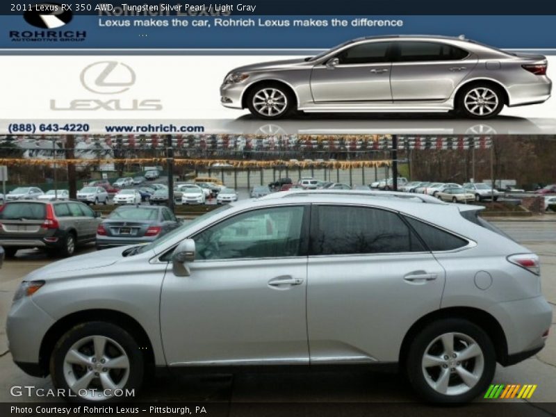 Tungsten Silver Pearl / Light Gray 2011 Lexus RX 350 AWD