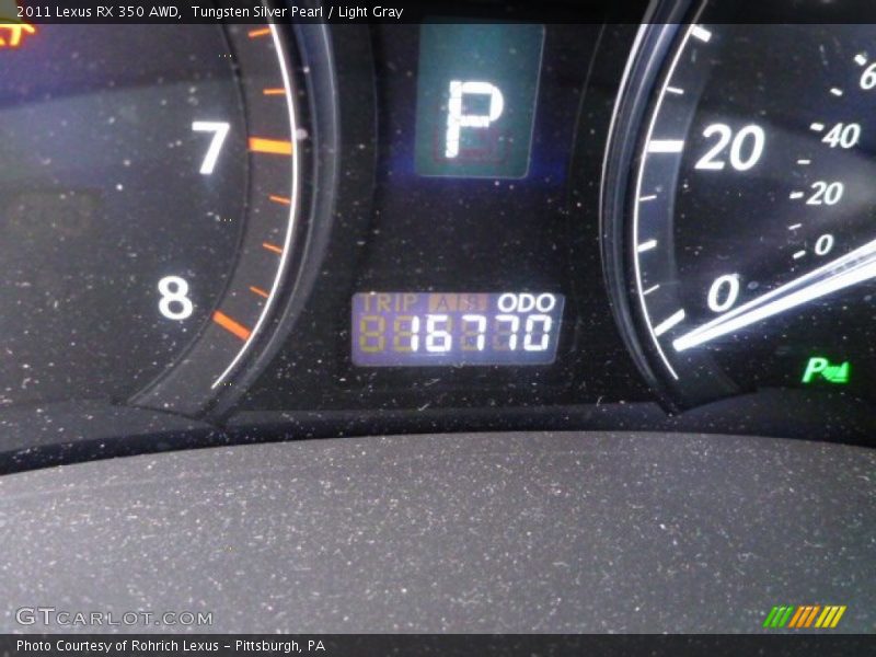 Tungsten Silver Pearl / Light Gray 2011 Lexus RX 350 AWD