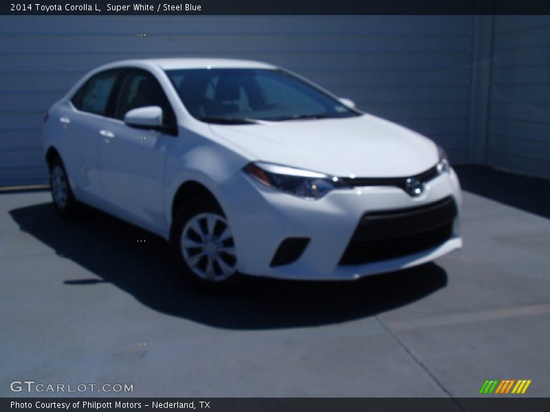 Super White / Steel Blue 2014 Toyota Corolla L