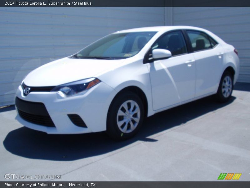 Super White / Steel Blue 2014 Toyota Corolla L