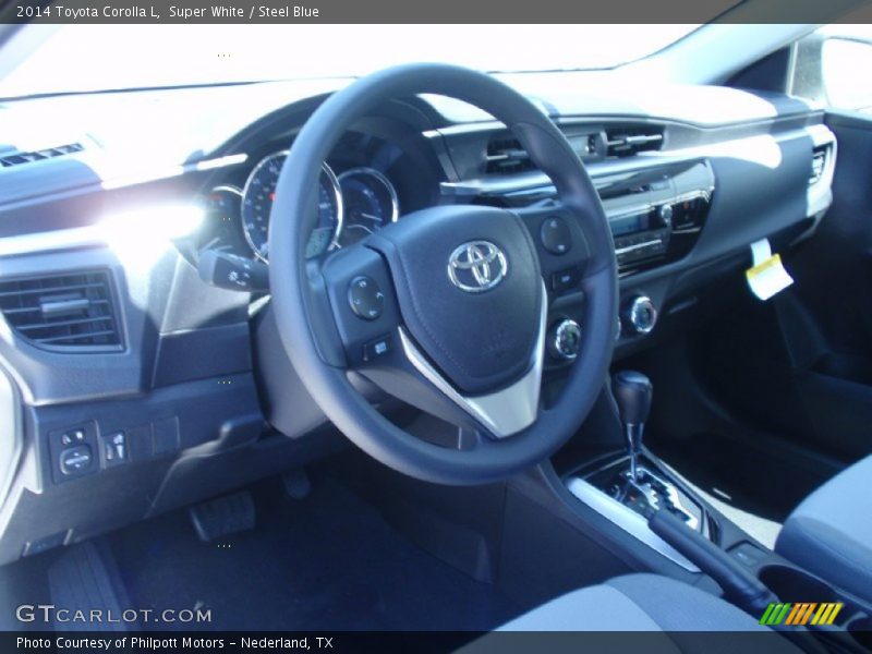 Super White / Steel Blue 2014 Toyota Corolla L