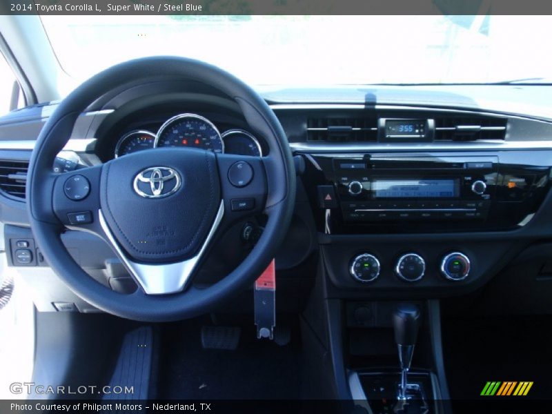Super White / Steel Blue 2014 Toyota Corolla L