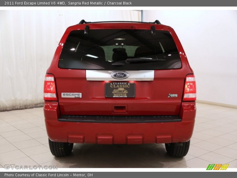 Sangria Red Metallic / Charcoal Black 2011 Ford Escape Limited V6 4WD