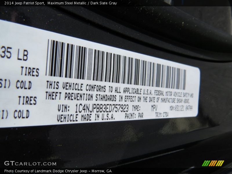 Maximum Steel Metallic / Dark Slate Gray 2014 Jeep Patriot Sport