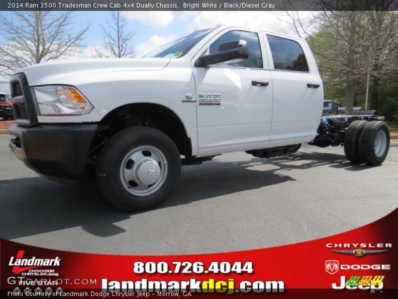 Bright White / Black/Diesel Gray 2014 Ram 3500 Tradesman Crew Cab 4x4 Dually Chassis