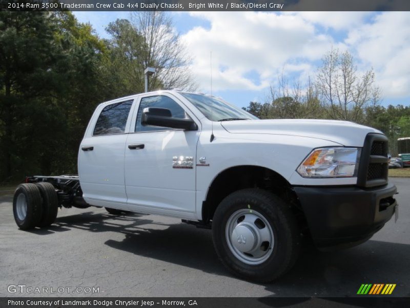 Bright White / Black/Diesel Gray 2014 Ram 3500 Tradesman Crew Cab 4x4 Dually Chassis