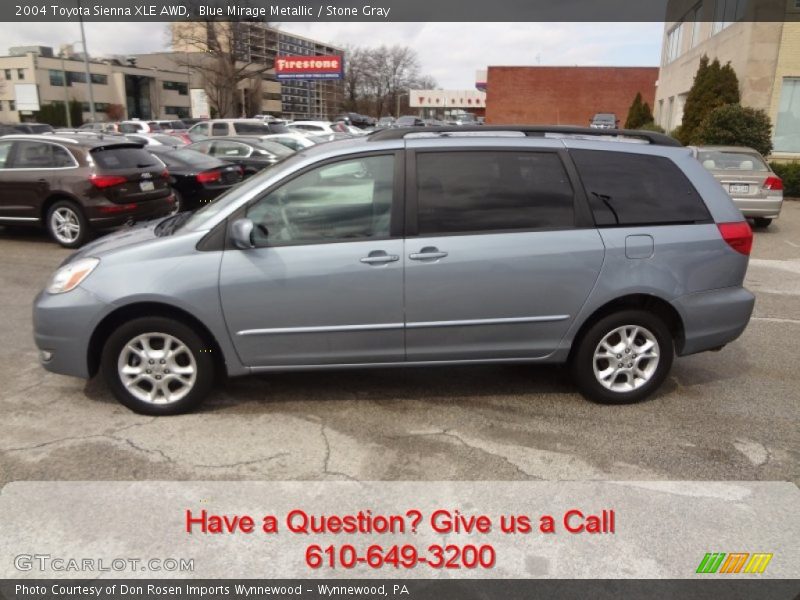 Blue Mirage Metallic / Stone Gray 2004 Toyota Sienna XLE AWD