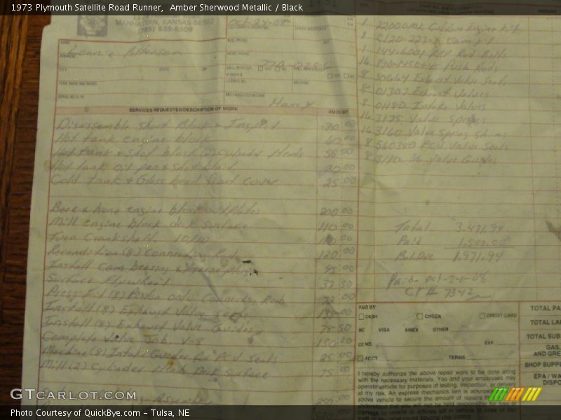 Amber Sherwood Metallic / Black 1973 Plymouth Satellite Road Runner