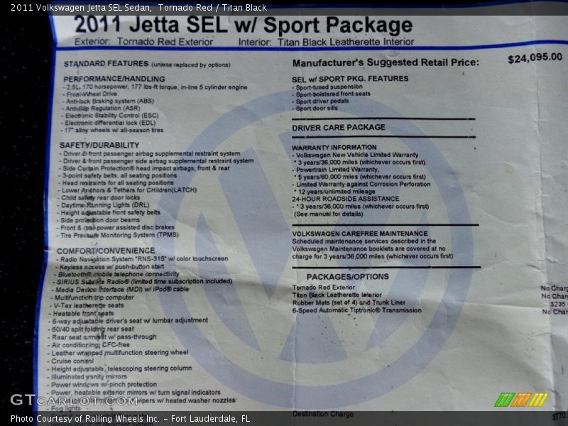 Tornado Red / Titan Black 2011 Volkswagen Jetta SEL Sedan