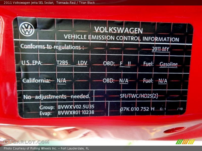 Tornado Red / Titan Black 2011 Volkswagen Jetta SEL Sedan