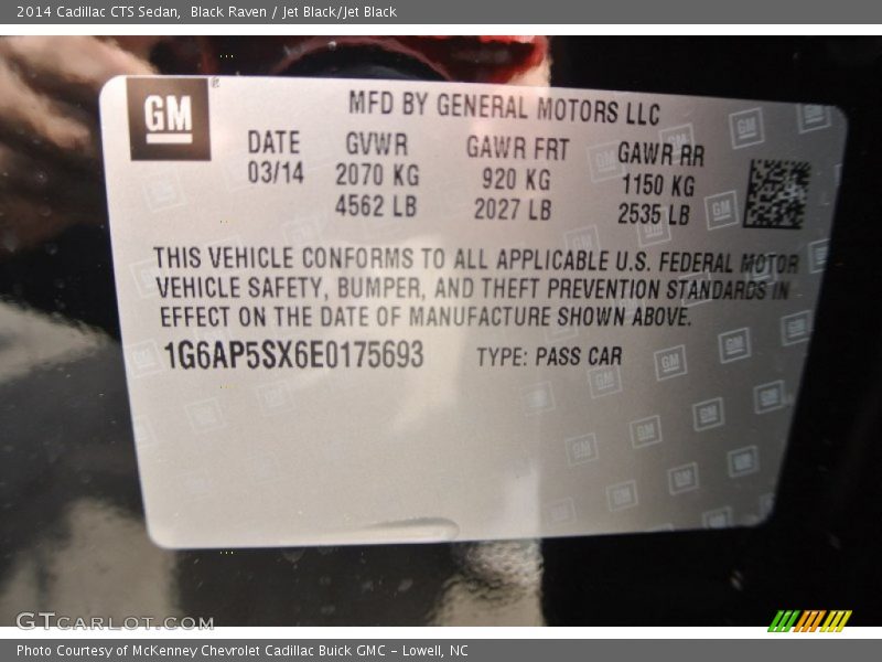 Black Raven / Jet Black/Jet Black 2014 Cadillac CTS Sedan