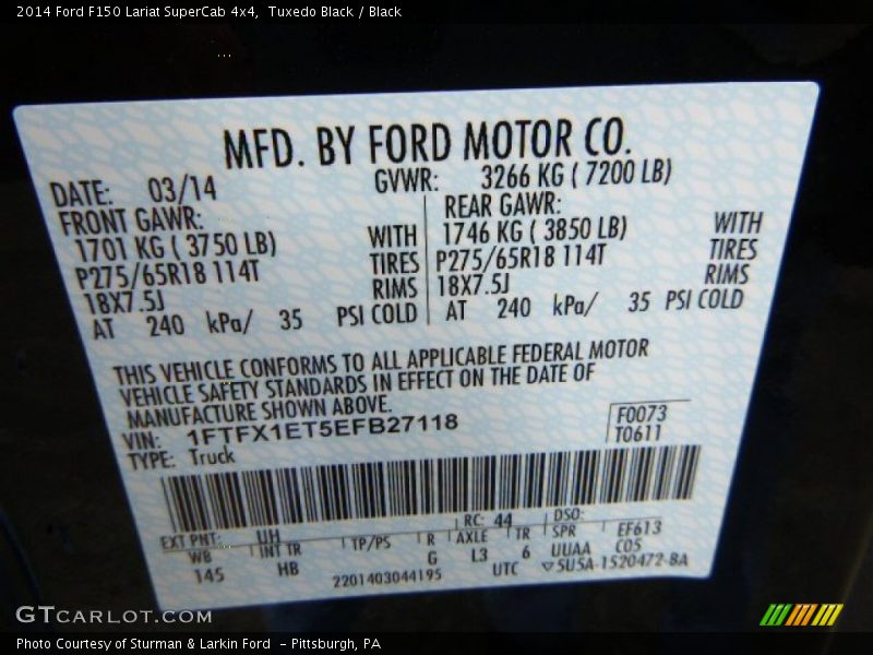 Tuxedo Black / Black 2014 Ford F150 Lariat SuperCab 4x4