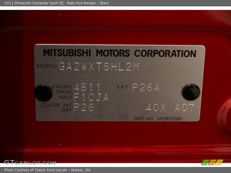 Rally Red Metallic / Black 2011 Mitsubishi Outlander Sport ES