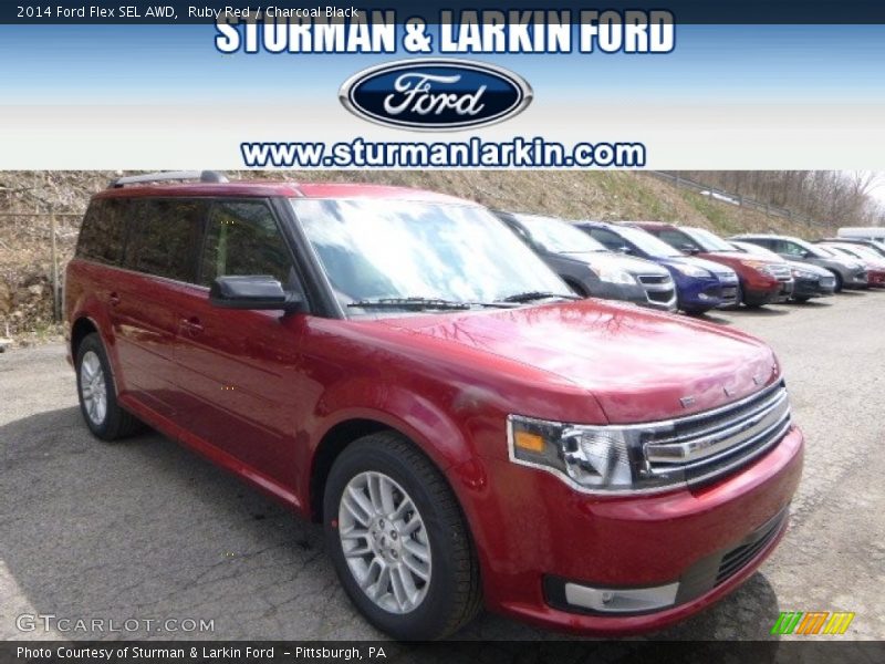 Ruby Red / Charcoal Black 2014 Ford Flex SEL AWD