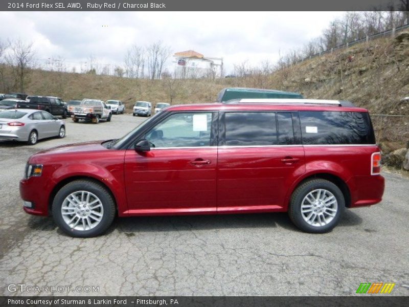 Ruby Red / Charcoal Black 2014 Ford Flex SEL AWD