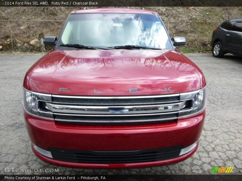 Ruby Red / Charcoal Black 2014 Ford Flex SEL AWD