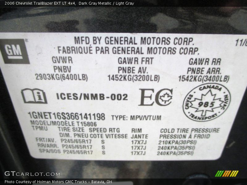 Dark Gray Metallic / Light Gray 2006 Chevrolet TrailBlazer EXT LT 4x4