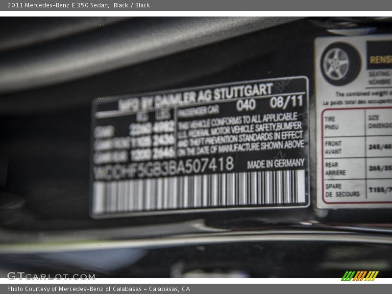 Black / Black 2011 Mercedes-Benz E 350 Sedan