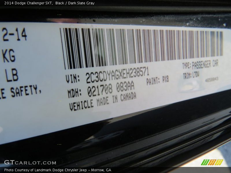Black / Dark Slate Gray 2014 Dodge Challenger SXT