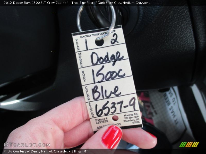 True Blue Pearl / Dark Slate Gray/Medium Graystone 2012 Dodge Ram 1500 SLT Crew Cab 4x4