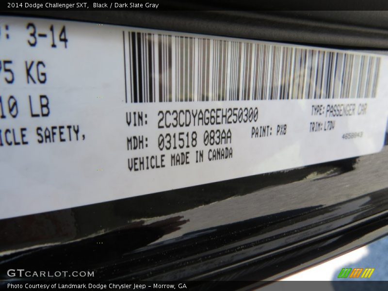 Black / Dark Slate Gray 2014 Dodge Challenger SXT