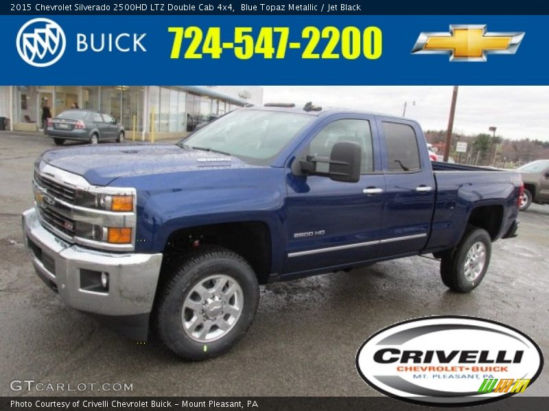 Blue Topaz Metallic / Jet Black 2015 Chevrolet Silverado 2500HD LTZ Double Cab 4x4
