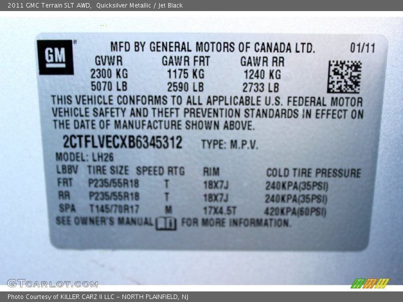 Quicksilver Metallic / Jet Black 2011 GMC Terrain SLT AWD