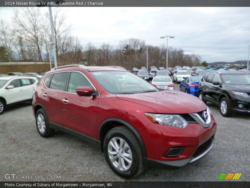 Cayenne Red / Charcoal 2014 Nissan Rogue SV AWD