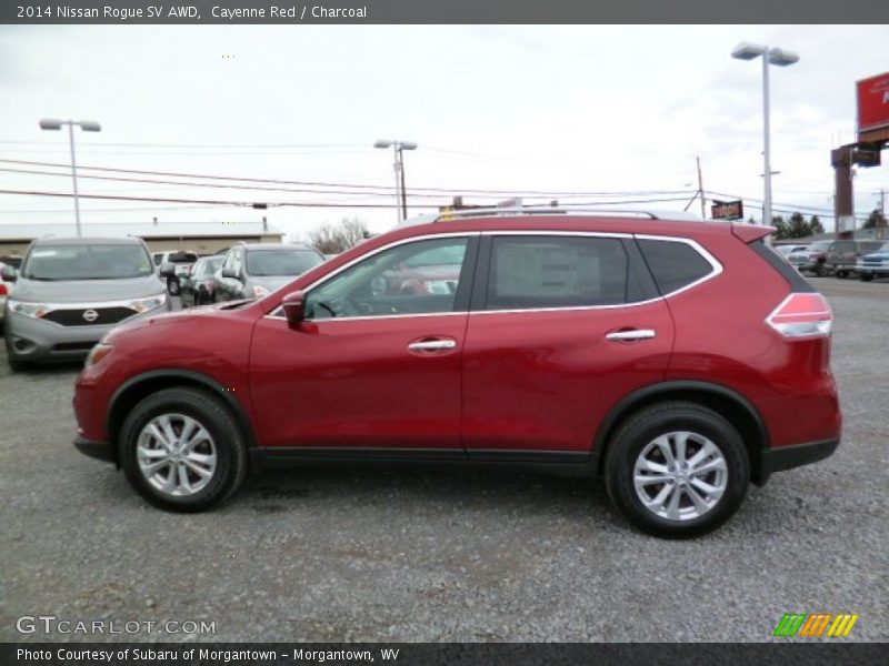 Cayenne Red / Charcoal 2014 Nissan Rogue SV AWD