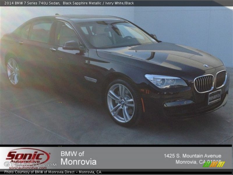 Black Sapphire Metallic / Ivory White/Black 2014 BMW 7 Series 740Li Sedan