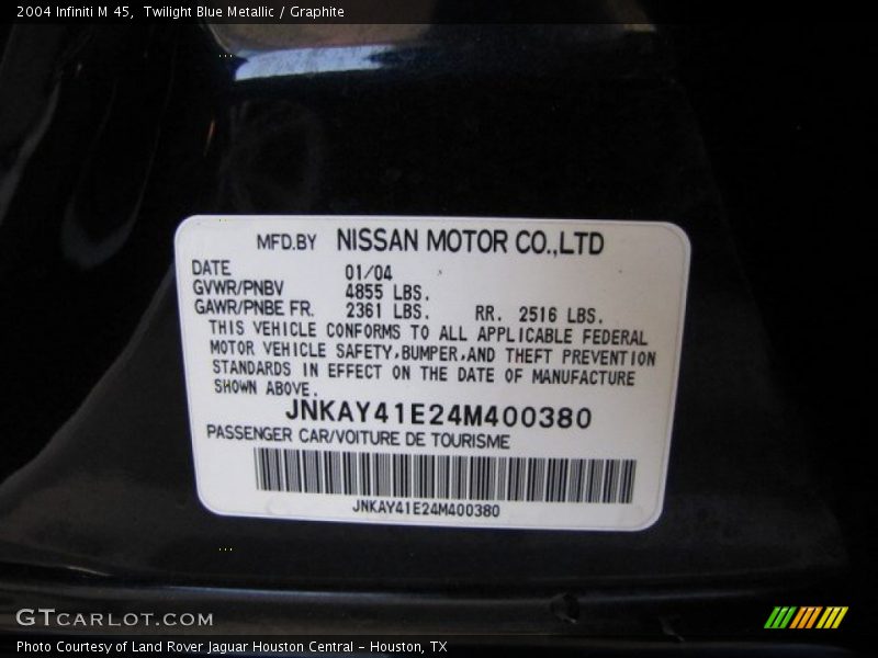 Info Tag of 2004 M 45