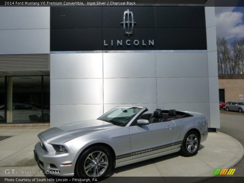 Ingot Silver / Charcoal Black 2014 Ford Mustang V6 Premium Convertible