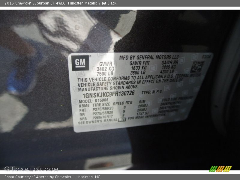 Tungsten Metallic / Jet Black 2015 Chevrolet Suburban LT 4WD