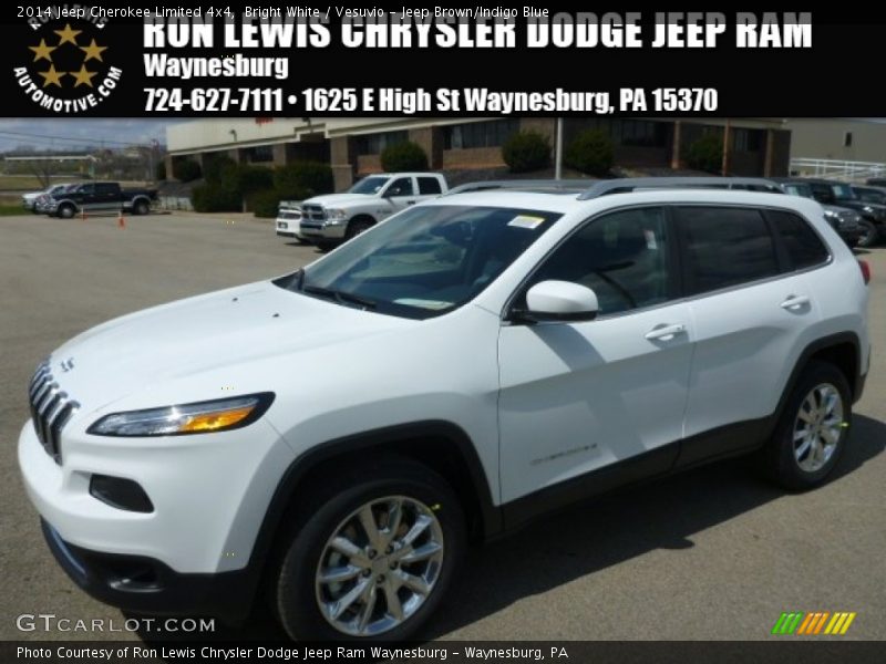 Bright White / Vesuvio - Jeep Brown/Indigo Blue 2014 Jeep Cherokee Limited 4x4