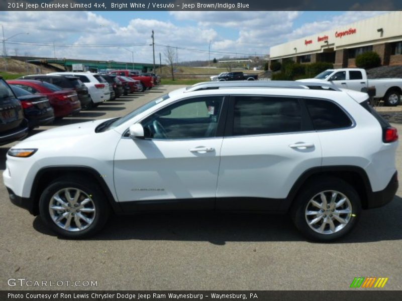 Bright White / Vesuvio - Jeep Brown/Indigo Blue 2014 Jeep Cherokee Limited 4x4