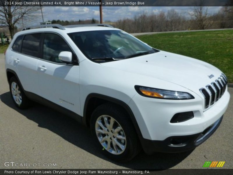 Bright White / Vesuvio - Jeep Brown/Indigo Blue 2014 Jeep Cherokee Limited 4x4
