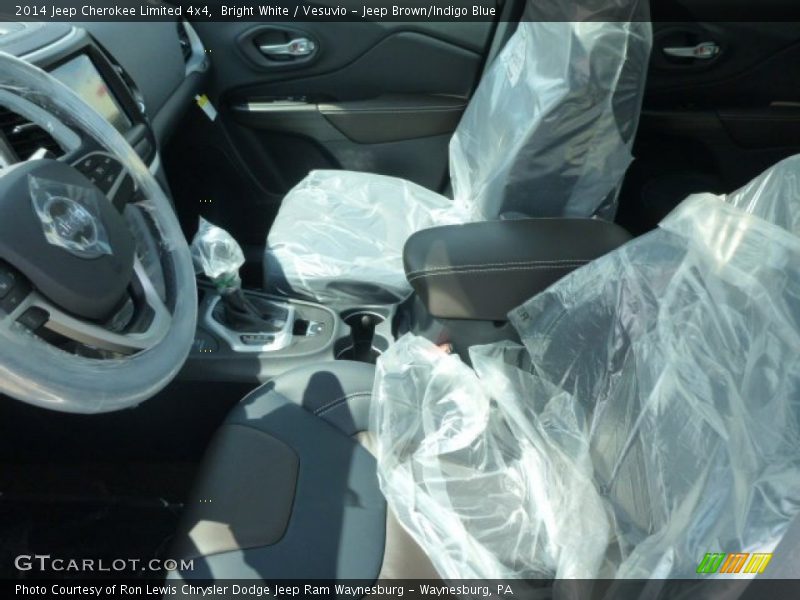 Bright White / Vesuvio - Jeep Brown/Indigo Blue 2014 Jeep Cherokee Limited 4x4