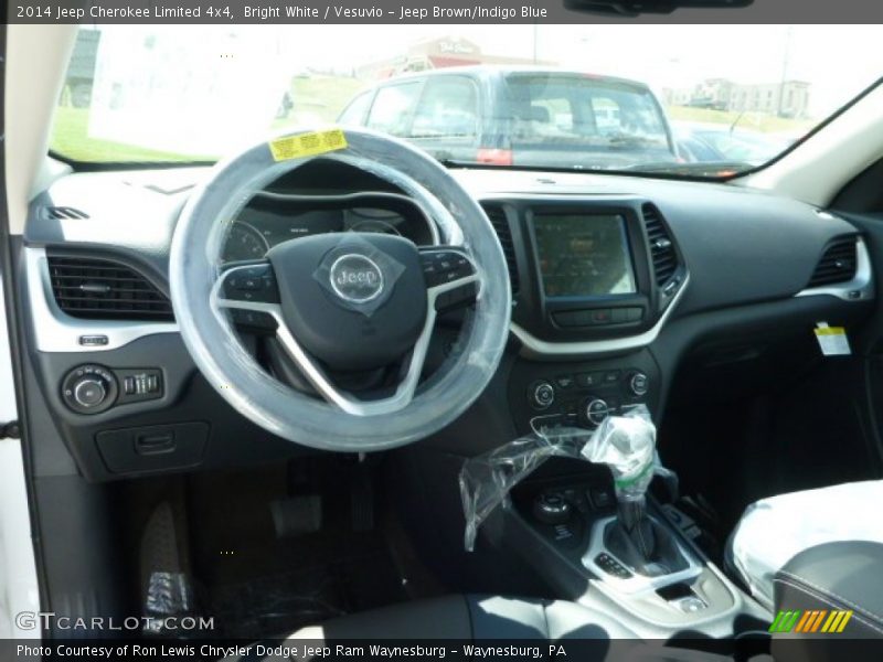 Bright White / Vesuvio - Jeep Brown/Indigo Blue 2014 Jeep Cherokee Limited 4x4
