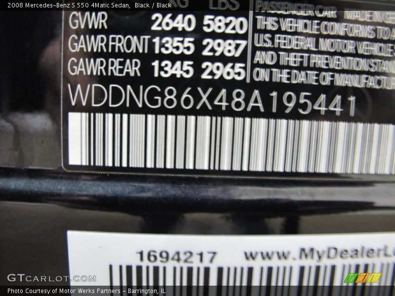 Black / Black 2008 Mercedes-Benz S 550 4Matic Sedan