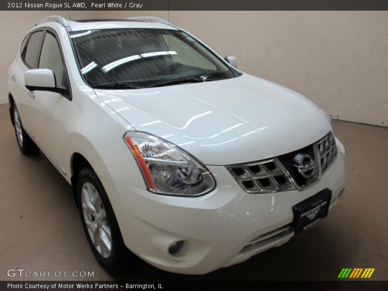 Pearl White / Gray 2012 Nissan Rogue SL AWD