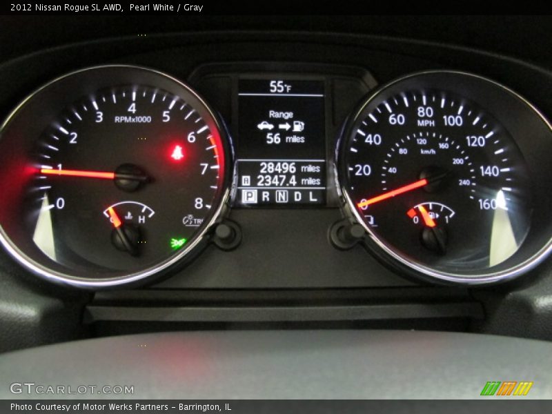 Pearl White / Gray 2012 Nissan Rogue SL AWD
