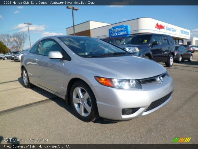 Alabaster Silver Metallic / Gray 2008 Honda Civic EX-L Coupe