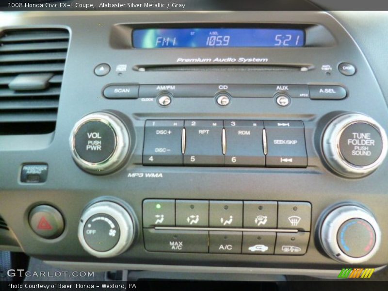 Alabaster Silver Metallic / Gray 2008 Honda Civic EX-L Coupe