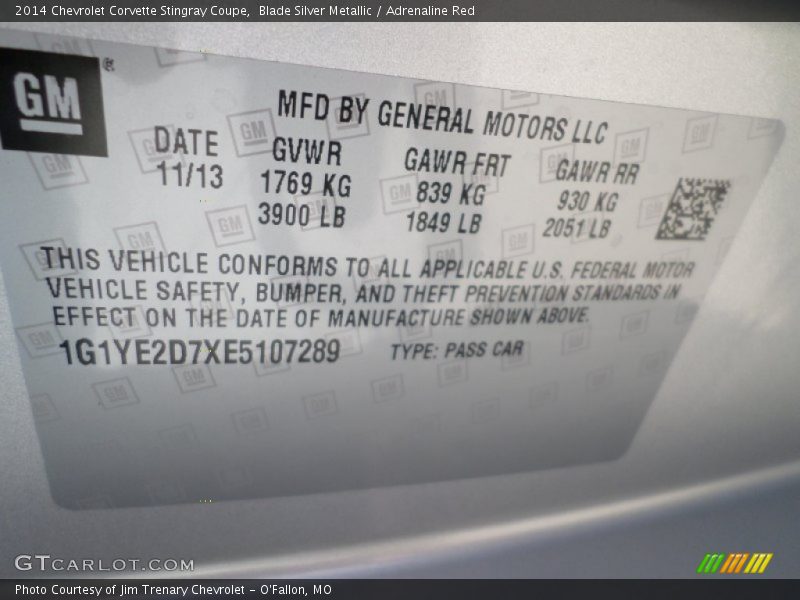 Blade Silver Metallic / Adrenaline Red 2014 Chevrolet Corvette Stingray Coupe