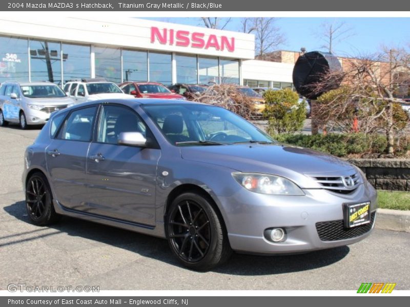 Titanium Gray Metallic / Black/Blue 2004 Mazda MAZDA3 s Hatchback