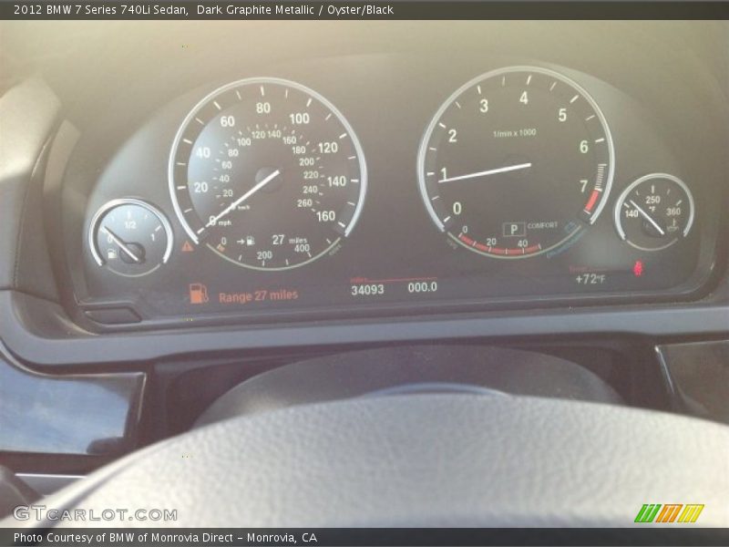 Dark Graphite Metallic / Oyster/Black 2012 BMW 7 Series 740Li Sedan