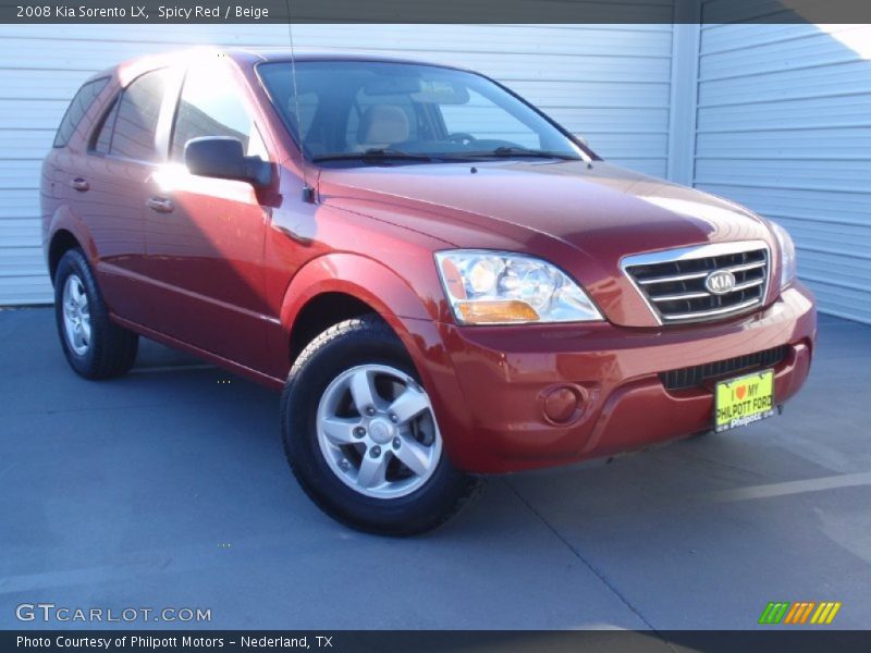 Spicy Red / Beige 2008 Kia Sorento LX
