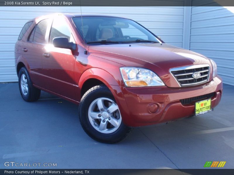Spicy Red / Beige 2008 Kia Sorento LX
