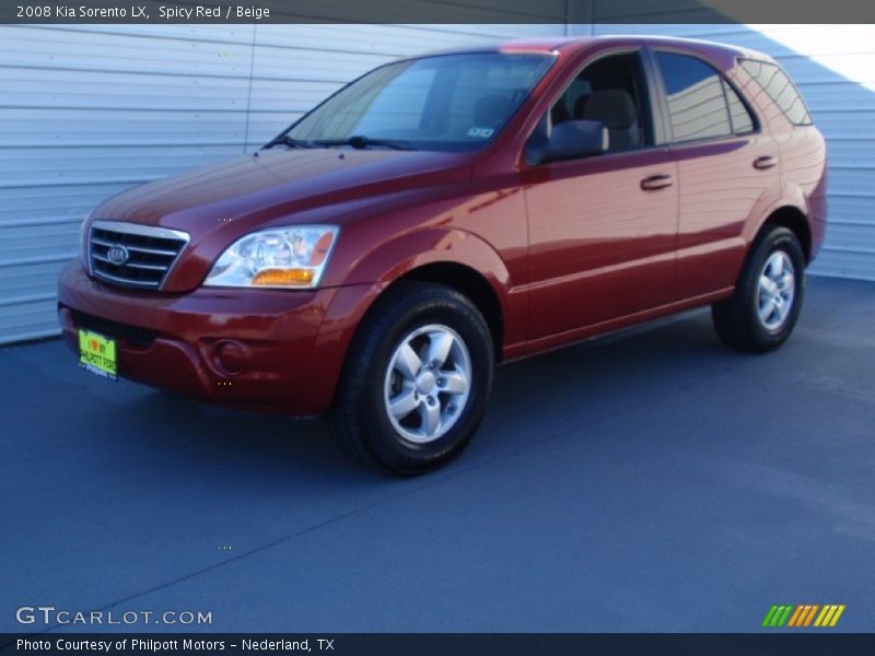 Spicy Red / Beige 2008 Kia Sorento LX