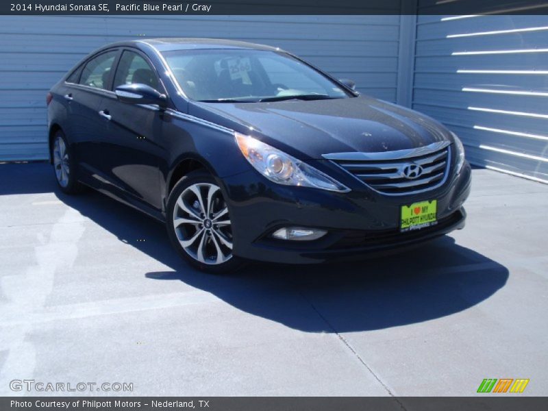 Pacific Blue Pearl / Gray 2014 Hyundai Sonata SE